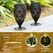 8.75"H Set of 4 Black Metal Cutout Geometric Pattern Solar Powered Outdoor Lantern with LED Light